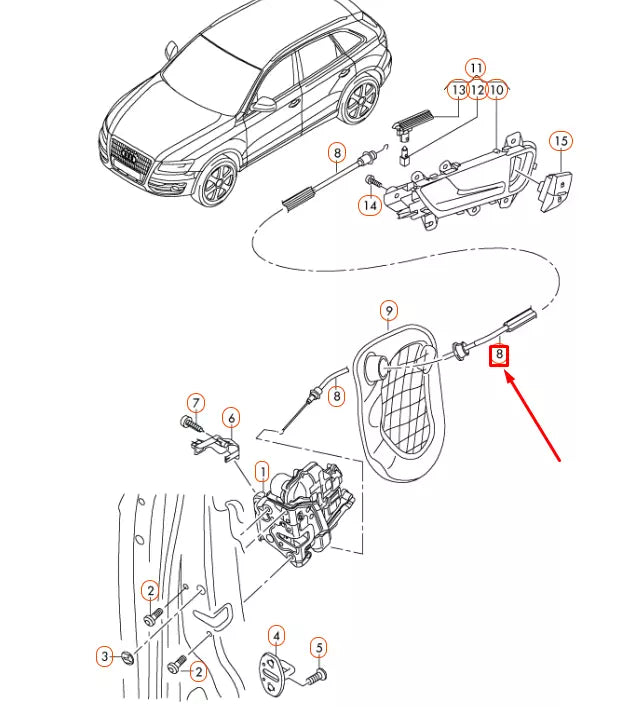 NEW AUDI Q5 8R REAR DOOR BOWDEN CABLE 8R0839085B ORIGINAL