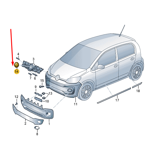 NEW VOLKSWAGEN UP FRONT VW EMBLEM BADGE 1S6853601EFOD ORIGINAL