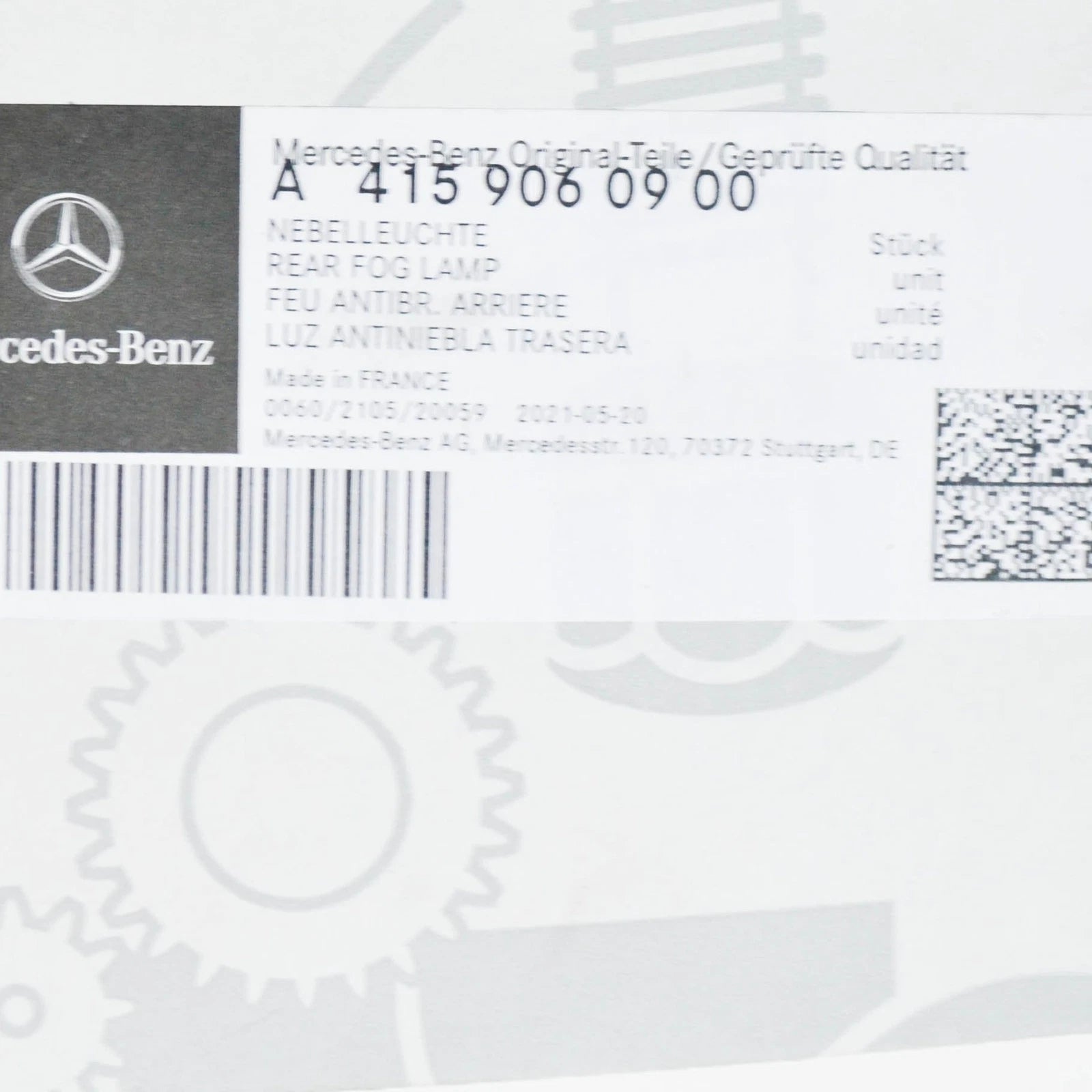 NEW MB CITAN W415 REAR BOTTOM RIGHT FOG TAIL LAMP LHD A4159060900 ORIGINAL