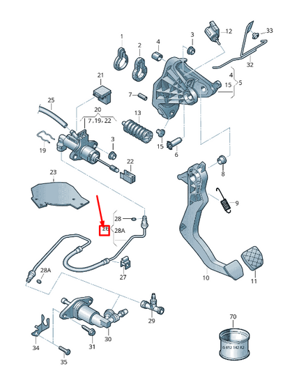new skoda rapid nh clutch slave cylinder pipe rhd 6r2721465s original