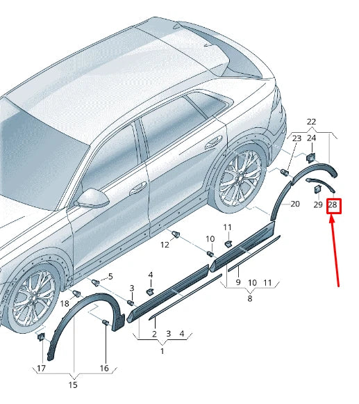 NEW AUDI RSQ8 REAR RIGHT WHEEL COVER 4M8854990A