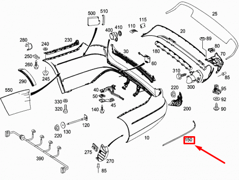 new mercedes-benz e t-model s212 rear left bumper molding a2128850921 original