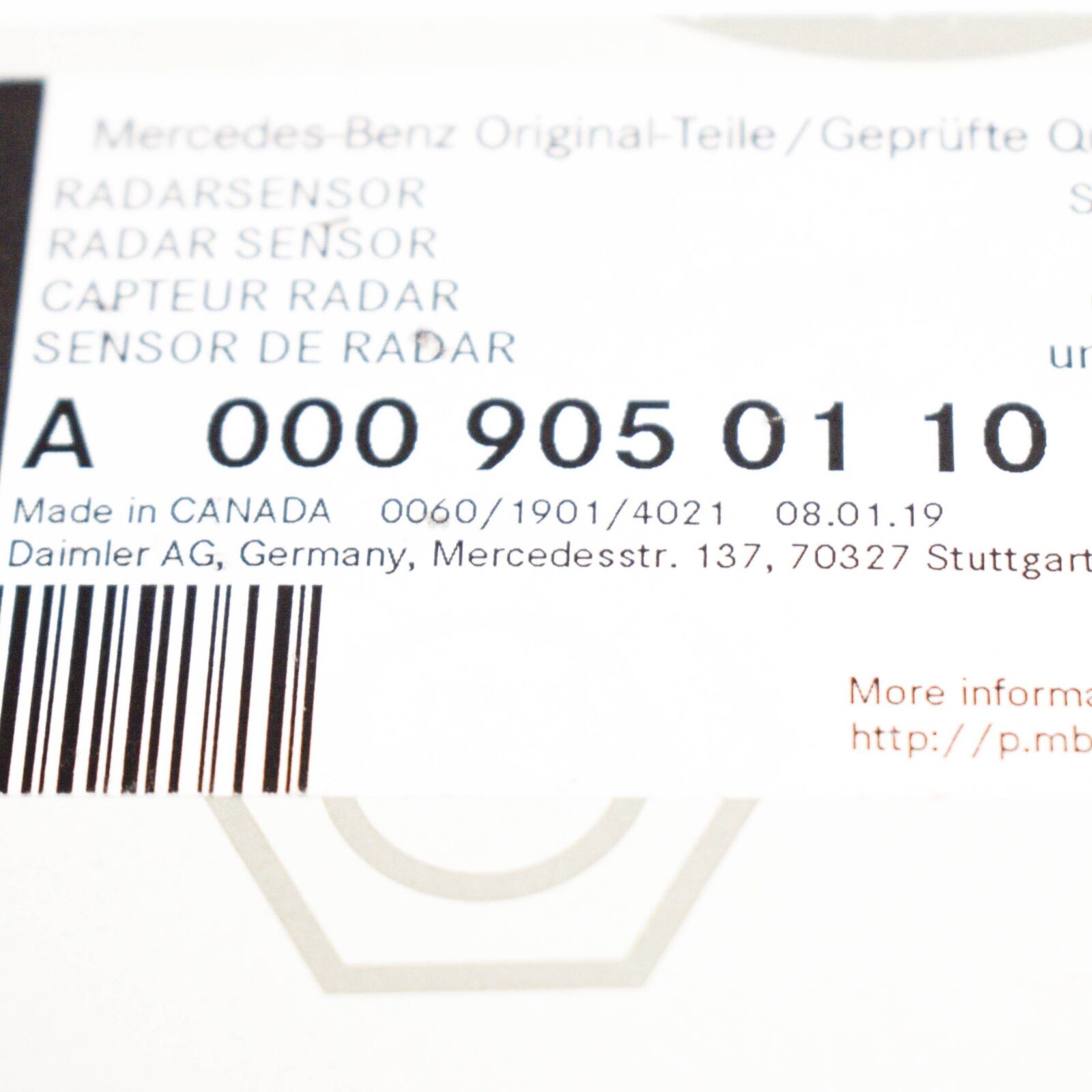NEW MERCEDES BENZ E W212 BLIND SPOT RADAR A0009050110 ORIGINAL