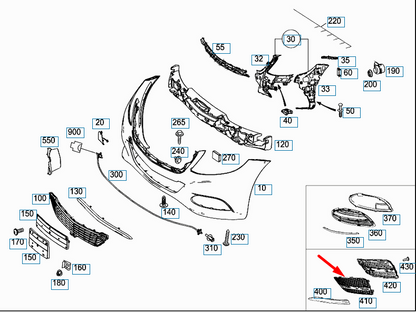 NEW MERCEDES-BENZ S-CLASS W222 FRONT RIGHT BUMPER GRILLE A2228850253 ORIGINAL
