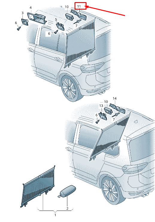 NEW VW TOURAN 5T FRONT LEFT NET PARTITION HOLDER 5TA861821D ORIGINAL