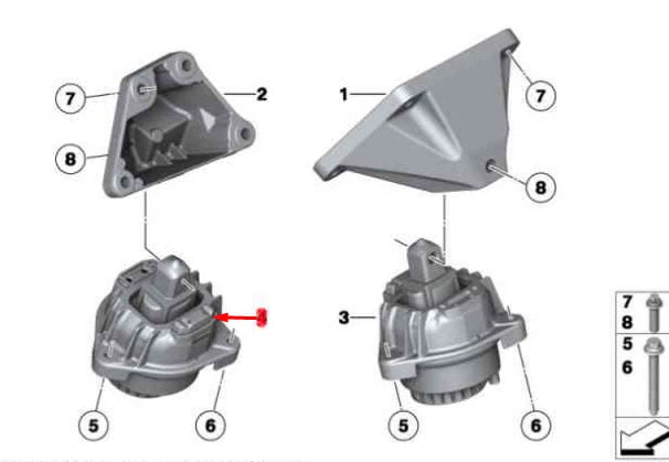 NEW BMW 5 F10 RIGHT ENGINE MOUNT 518D DIESEL 100KW 22117935142 7935142 ORIGINAL