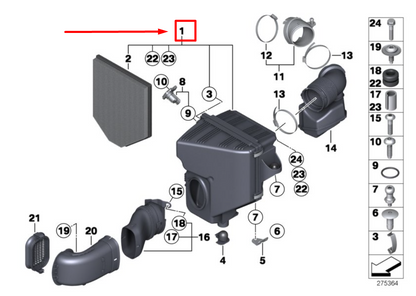 new bmw x3 f25 air cleaner intake-filter box housing 7616932 13717616932