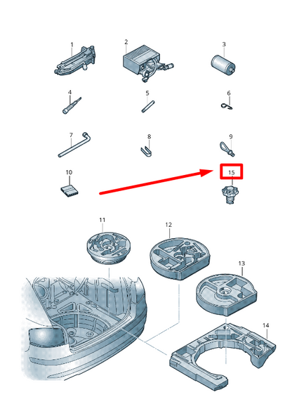 NEW VW GOLF V 1K1 SPARE TIRE HOLD DOWN 1K0803899C ORIGINAL