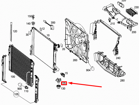NEW MERCEDES-BENZ GLK X204 RADIATOR COOLER BOTTOM BEARING A2045040414 ORIGINAL