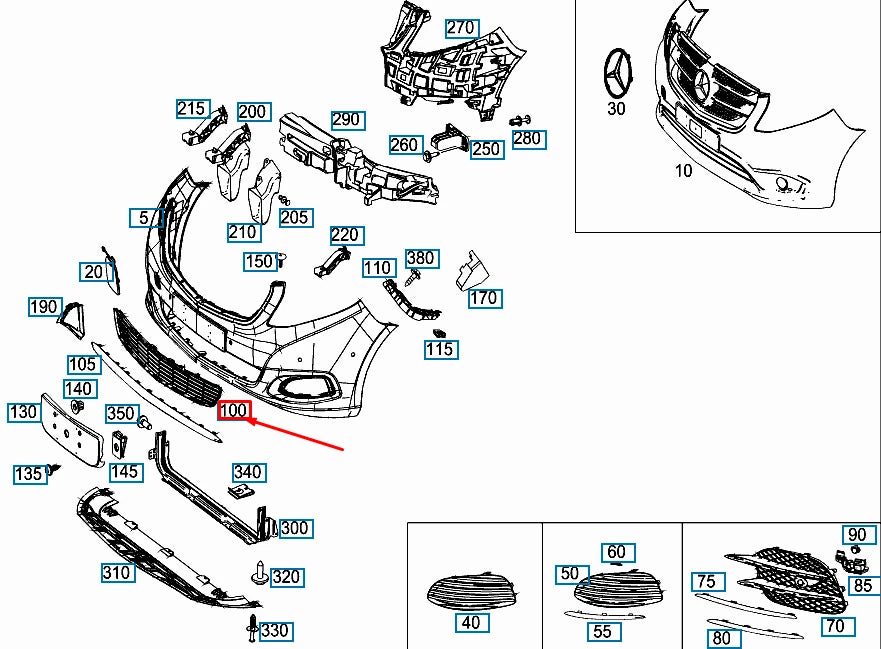 NEW MERCEDES-BENZ VITO W447 FRONT BUMPER CENTER GRILLE A44788500539051 ORIGINAL
