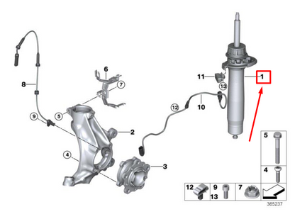 new bmw 3 f30, f80 front right shock absorber 8008628 31318008628 original