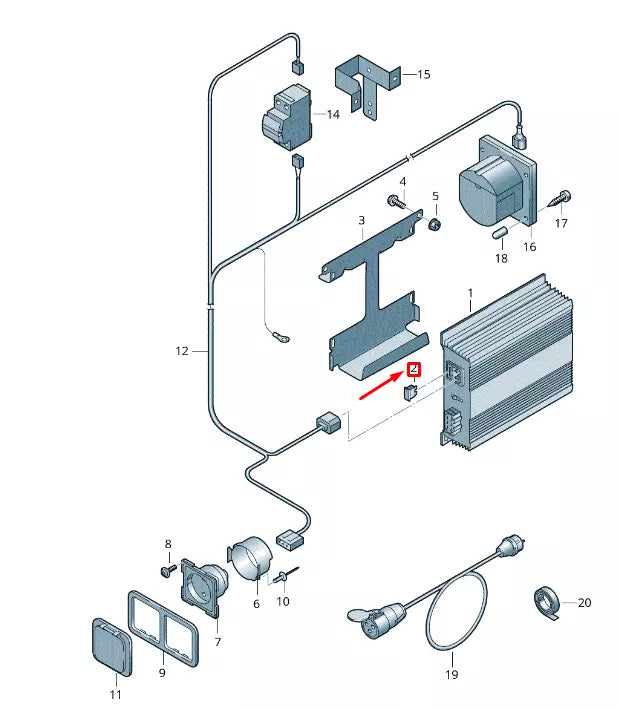 NEW VW TRANSPORTER VI T6 BATTERY CHARGER FUSE 2 AMP 7H7937605