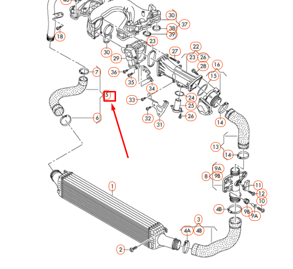 new audi a6 c7 right charge air cooler pressure hose 4g0145738ah original