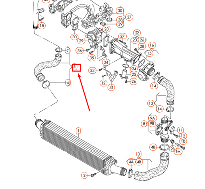 new audi a6 c7 right charge air cooler pressure hose 4g0145738ah original