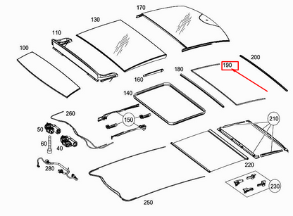 new mercedes-benz b w246 rear glass roof sealing a2047830296 original