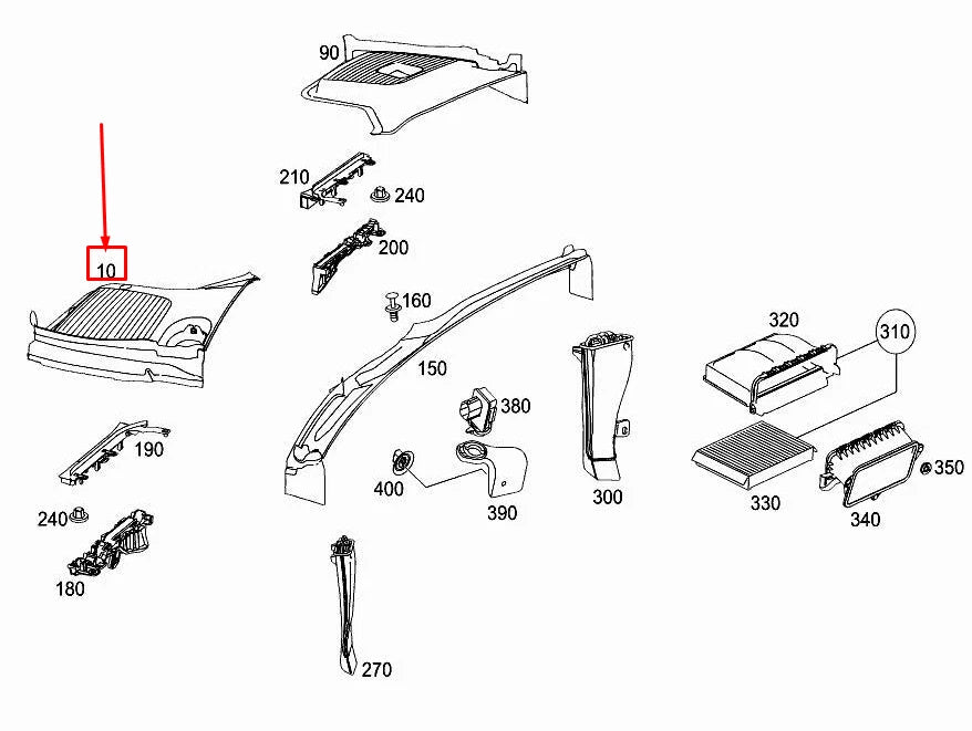 NEW MERCEDES-BENZ GLC X253 FRONT WIPER COWL WATER DEFLECTOR A2538305100