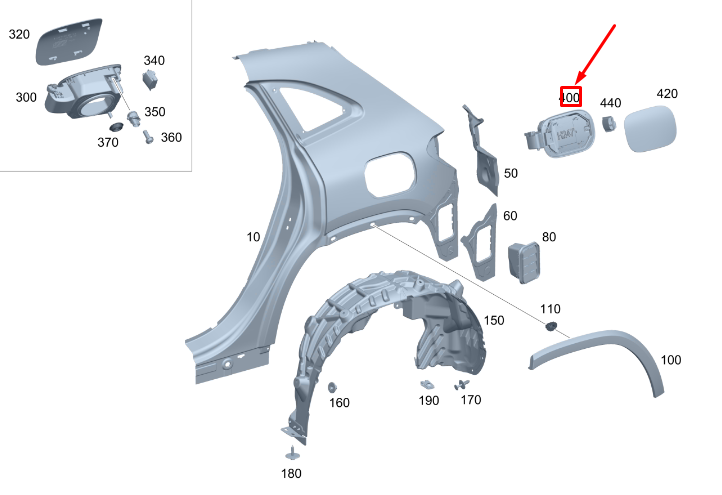 new mercedes-benz gla h247 rear left fuel tank filler recess a2476307803