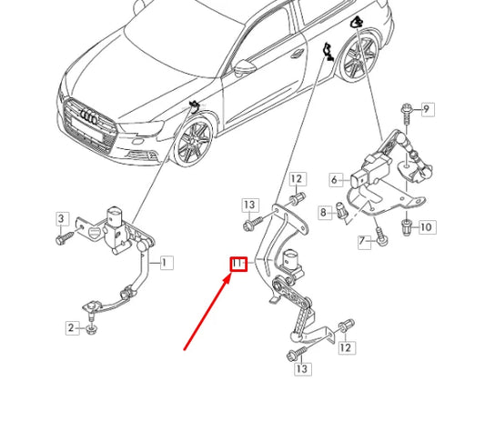 NEW AUDI A3 8V REAR LEFT LEVEL SENSOR WITH POLES 5Q0512521J ORIGINAL