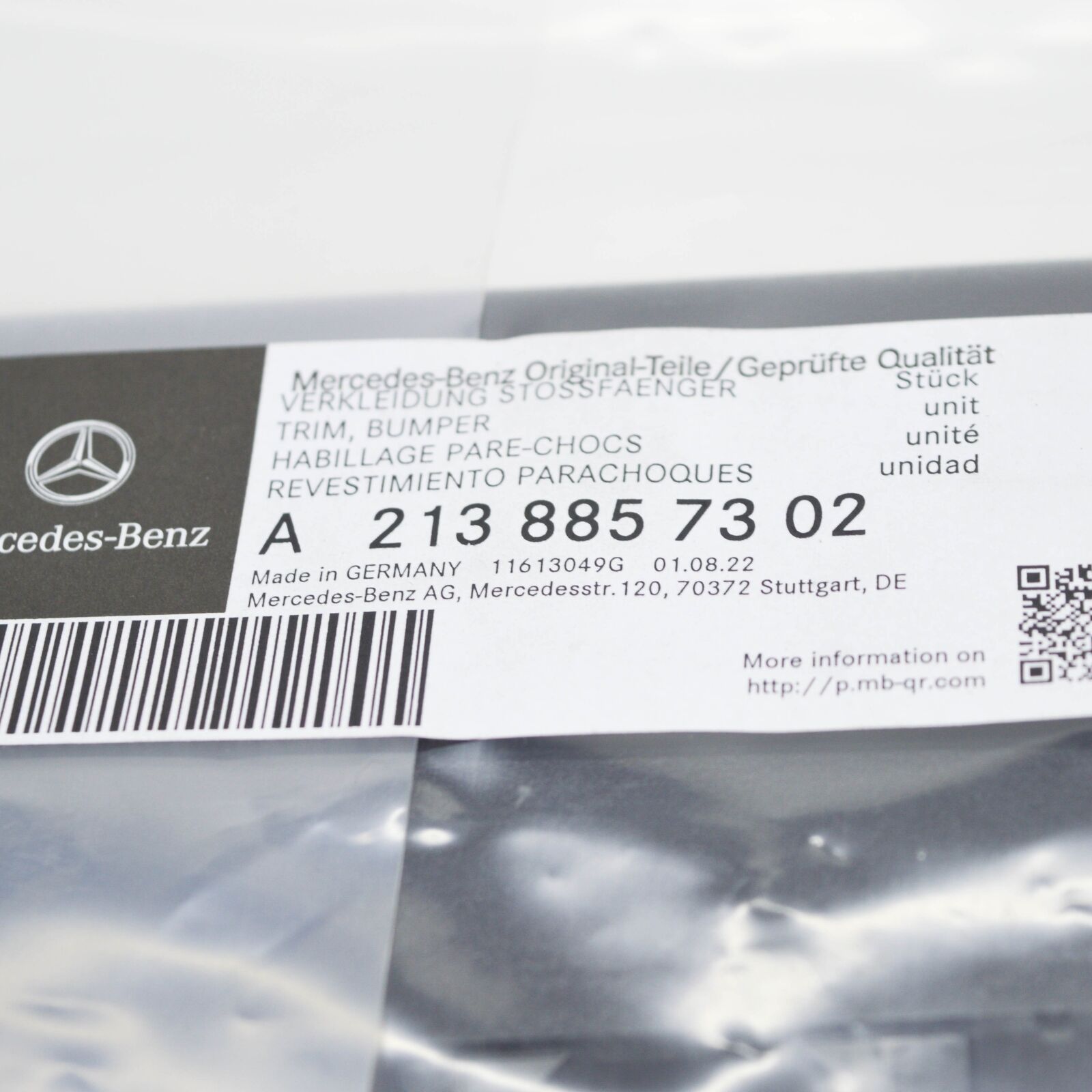 NEW MERCEDES-BENZ E W213 LATERAL LEFT BOTTOM BUMPER TRIM A2138857302 ORIGINAL
