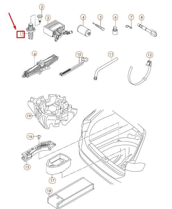 NEW VOLKSWAGEN PASSAT B8 SPARE WHEEL MOUNTING BOLT 3G0803899E ORIGINAL