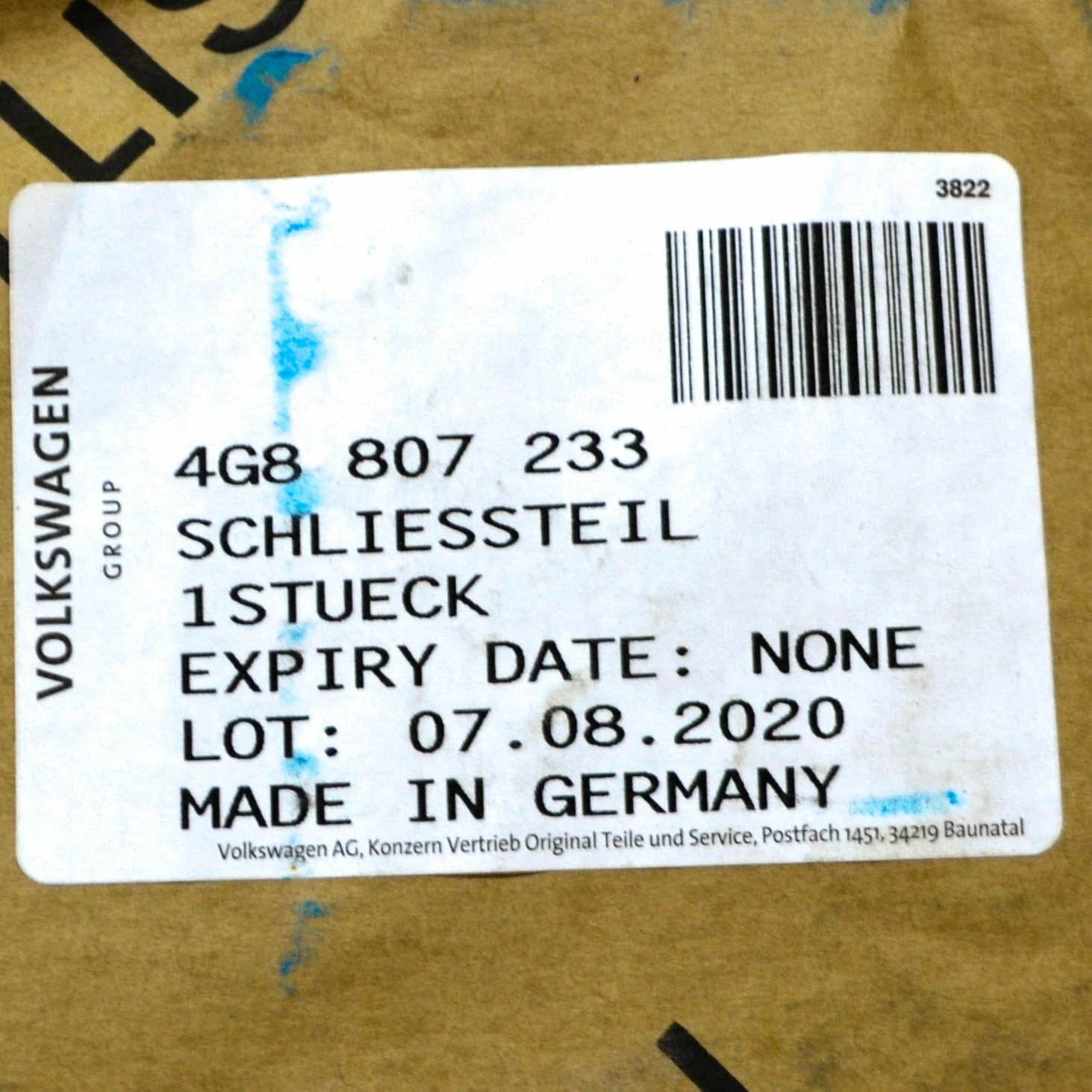 NEW AUDI A7 SPORTBACK 4G8 FRONT BUMPER CENTER CLOSING ELEMENT 4G8807233C