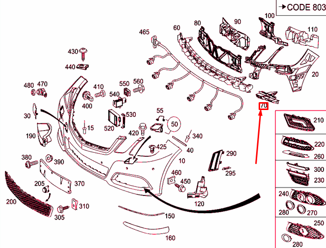 NEW MERCEDES-BENZ E W212 FRONT BUMPER RIGHT BOTTOM MOUNTING A2128852465 ORIGINAL