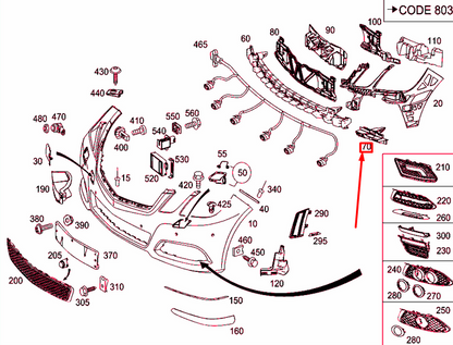 NEW MERCEDES-BENZ E W212 FRONT BUMPER RIGHT BOTTOM MOUNTING A2128852465 ORIGINAL