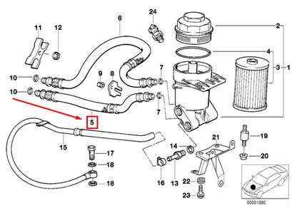 NEW BMW 5 E39 ENGINE OIL FILTER HOUSING HOSE 11421440181 1440181 ORIGINAL