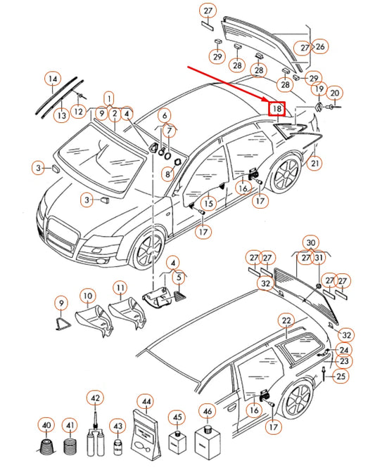 NEW AUDI A4 B8 REAR RIGHT DOOR QUARTER WINDOW 8K5845300GNVB ORIGINAL
