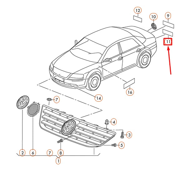 NEW VOLKSWAGEN PHAETON 3D REAR V8 CHROME INSCRIPTION 3D0853675T739 ORIGINAL