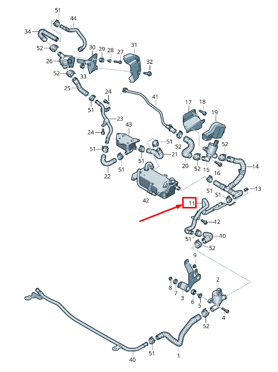 NEW AUDI Q7 4M ENGINE COOLANT PIPE 4M0121487K ORIGINAL