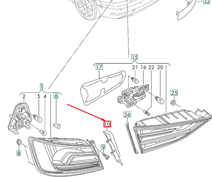 NEW AUDI A3 8V REAR LEFT OUTER TAIL LIGHT 8V5945253B ORIGINAL