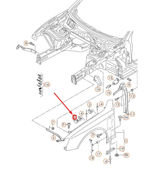 NEW AUDI A4 B8 FRONT RIGHT FENDER BRACKET 8K0821468B ORIGINAL