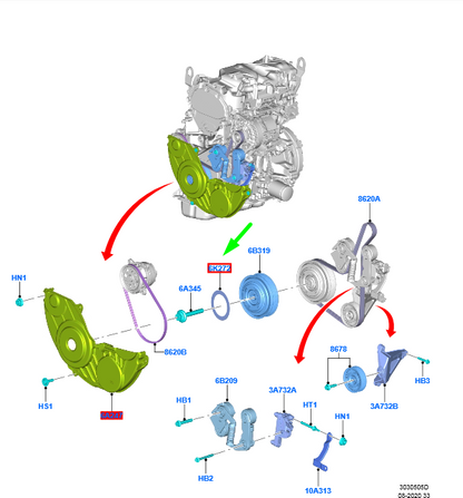 new ford transit custom mk1 crankshaft pulley cover 2521855 original