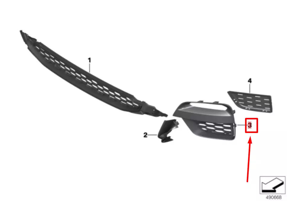 NEW BMW X3 G01 F97 FRONT BUMOER RIGHT GRILL 8099782 51118099782 ORIGINAL