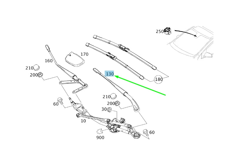 NEW MERCEDES-BENZ B W246 FRONT LEFT WIPER ARM LHD A2468200144 ORIGINAL