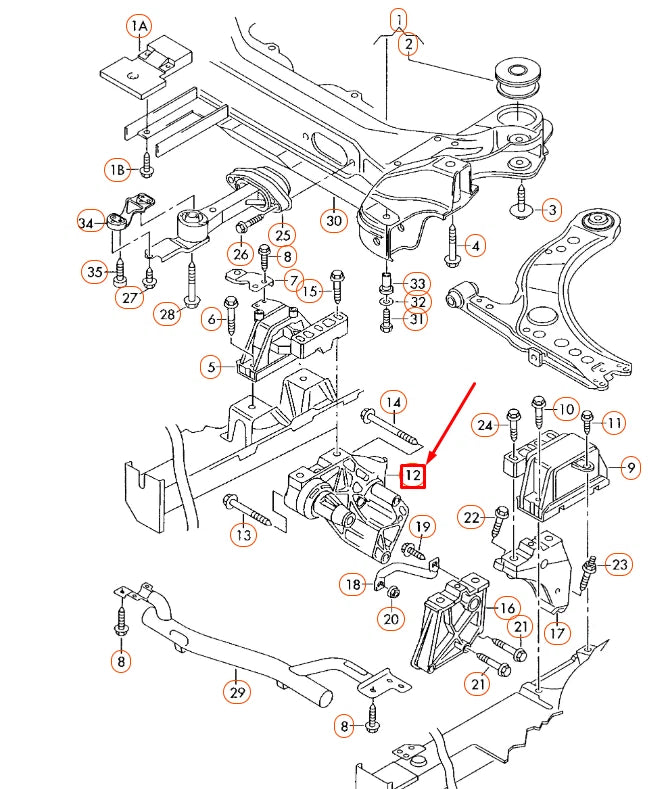 NEW AUDI A3 8L RIGHT ENGINE SUPPORT 038199207H