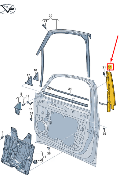 new vw id.3 e11 front right door window frame trim 10a837902b041 original