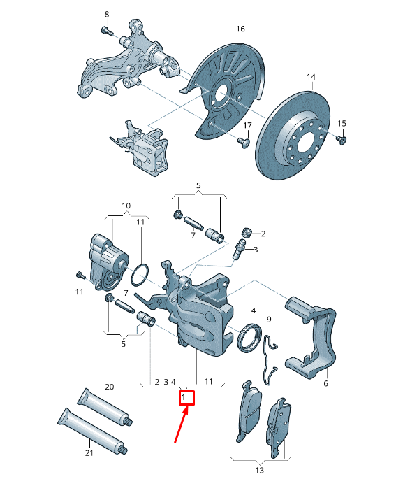 new vw passat b8 3g rear right brake caliper 3q0615424b original