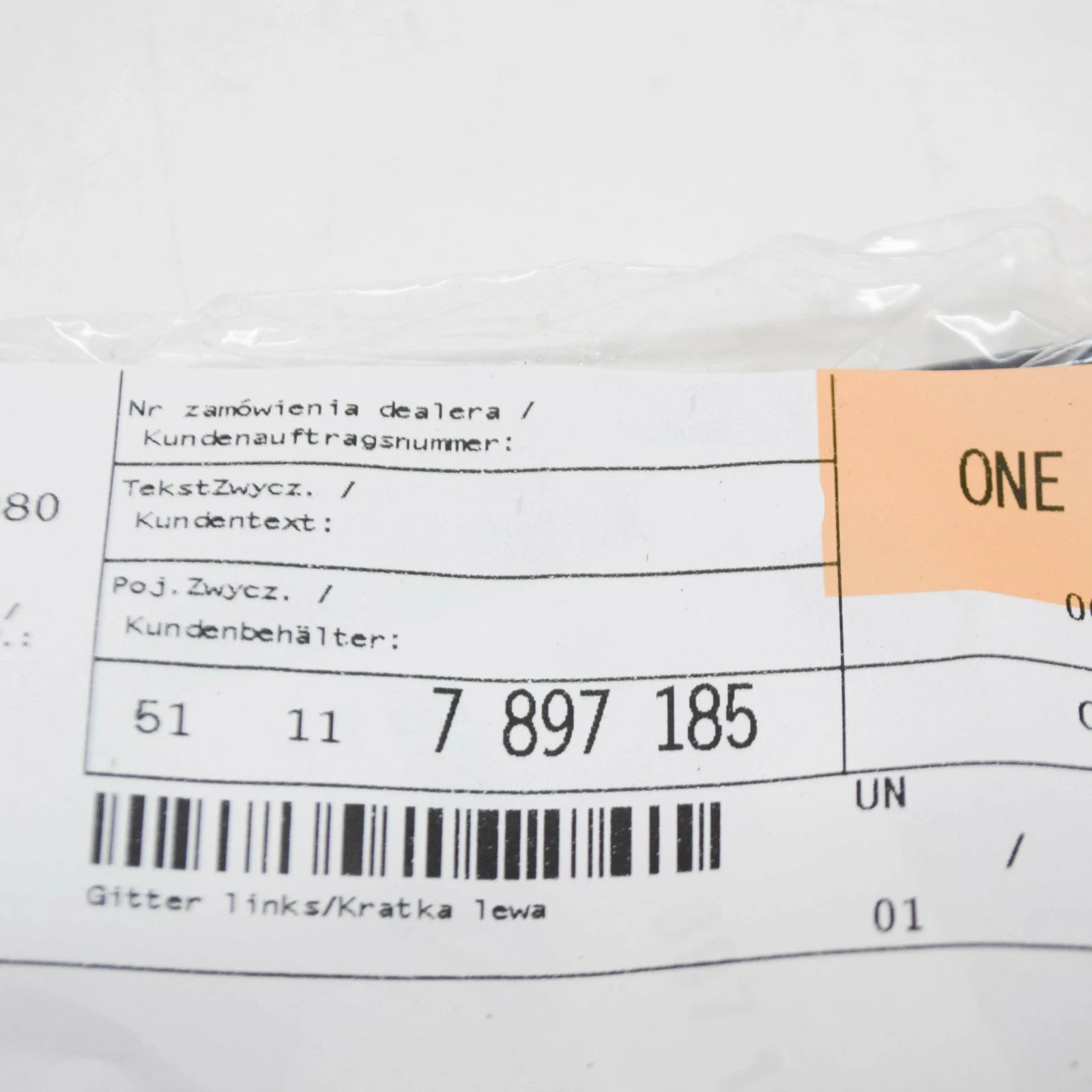 NEW BMW 5 E60 M SPORT FRONT BUMPER LOWER LEFT GRILL TRIM 7897185 ORIGINAL