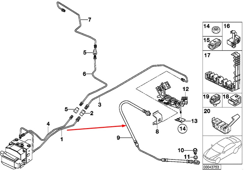 NEW BMW X5 E53 REAR RIGHT BRAKE HOSE PIPE 34301165766 1165766 ORIGINAL