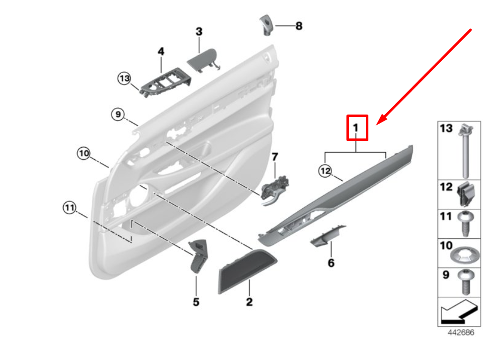 new bmw 7 g11, g12 front left door trim panel 7425041 51417425041 original