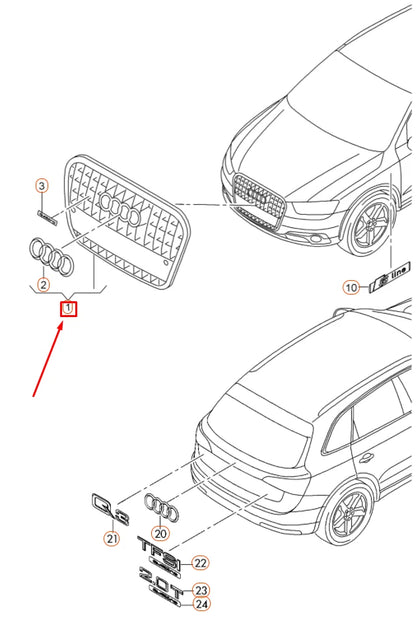 NEW AUDI Q3 8U FRONT RADIATOR GRILLE 8U0853651KVMZ