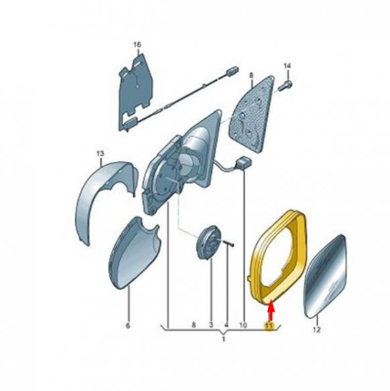 NEW VW MULTIVAN V T5 FRONT LEFT MIRROR WING RING 7E1858553C 9B9 ORIGINAL