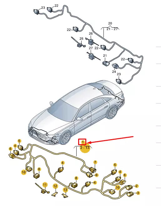 NEW AUDI A8 D5 FRONT PARKING SENSOR WIRING SET 4N0971095GF ORIGINAL