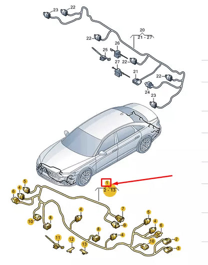 NEW AUDI A8 D5 FRONT PARKING SENSOR WIRING SET 4N0971095GF ORIGINAL