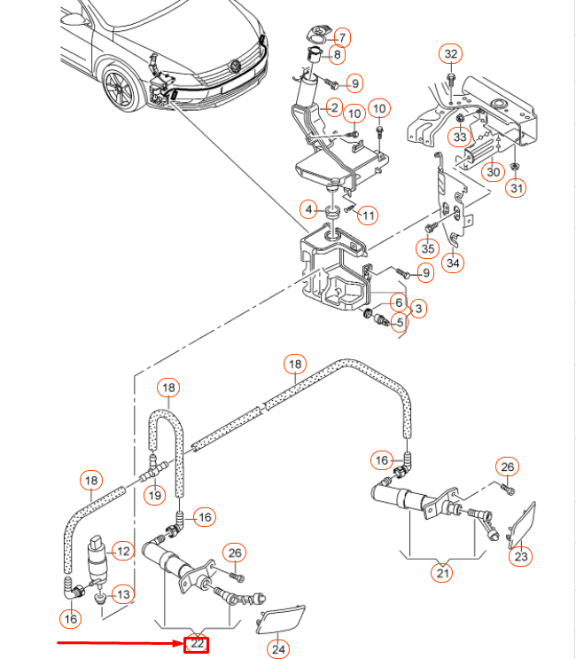 NEW VW CC RIGHT HEADLIGHT WASHER LIFT CYLINDER WITH SPAY JET 3C8955104B ORIGINAL
