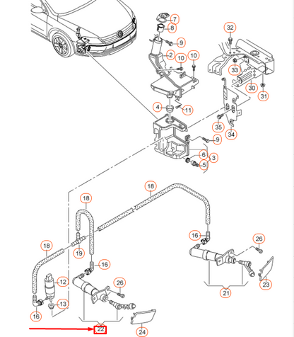 NEW VW CC RIGHT HEADLIGHT WASHER LIFT CYLINDER WITH SPAY JET 3C8955104B ORIGINAL