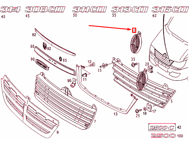 NEW MERCEDES-BENZ SPRINTER 903 FRONT GRILLE EMBLEM BADGE A9018170816 ORIGINAL