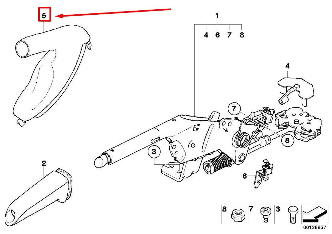 NEW BMW 5 E60 LEATHER HANDBRAKE LEVER COVER LHD 7059893 34427059893 ORIGINAL